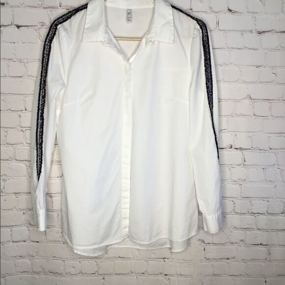 Zara Trafaluc Womens White Dress Shirt Sleeve Side Accent - Picture 2 of 16